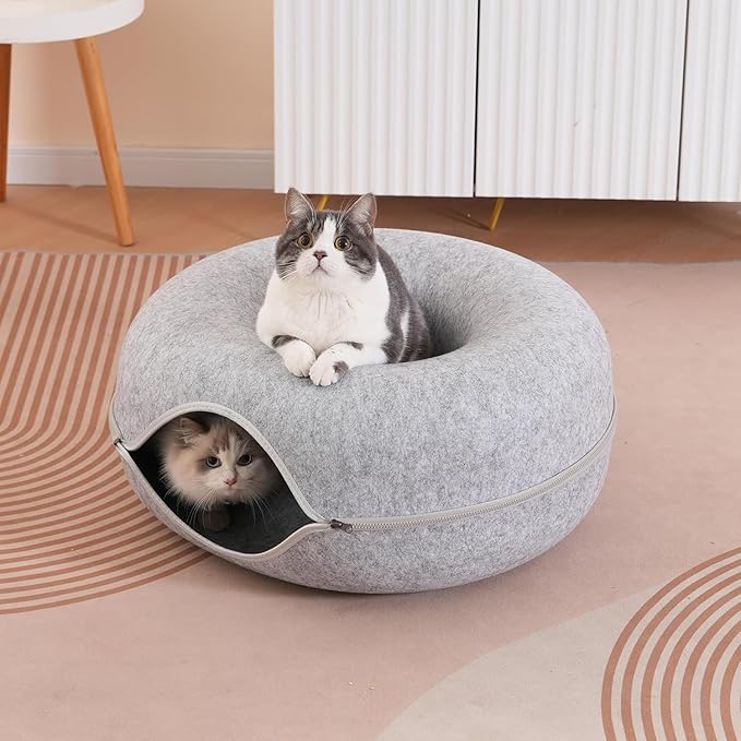 KittyTunnel® – 2-in-1 Donut Cat Bed & Play Tunnel