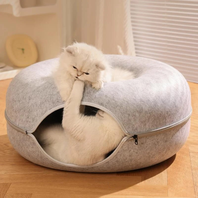 KittyTunnel® – 2-in-1 Donut Cat Bed & Play Tunnel