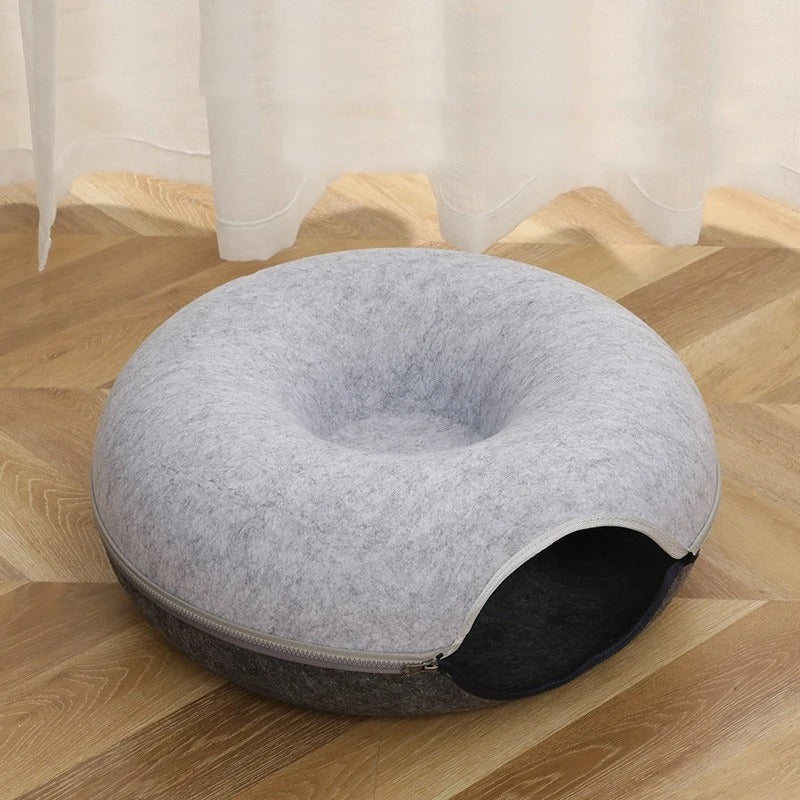 KittyTunnel® – 2-in-1 Donut Cat Bed & Play Tunnel