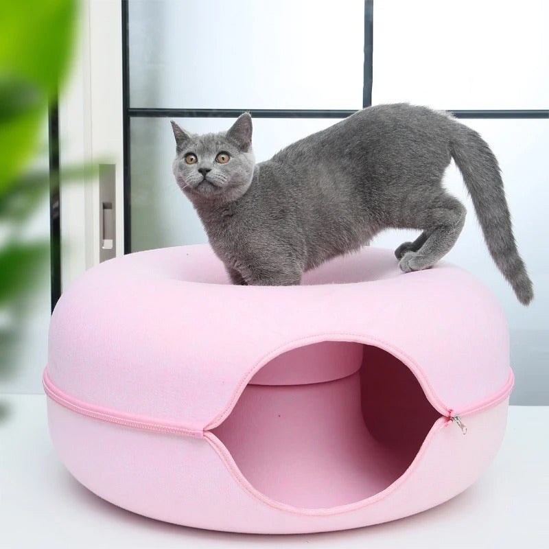 KittyTunnel® – 2-in-1 Donut Cat Bed & Play Tunnel