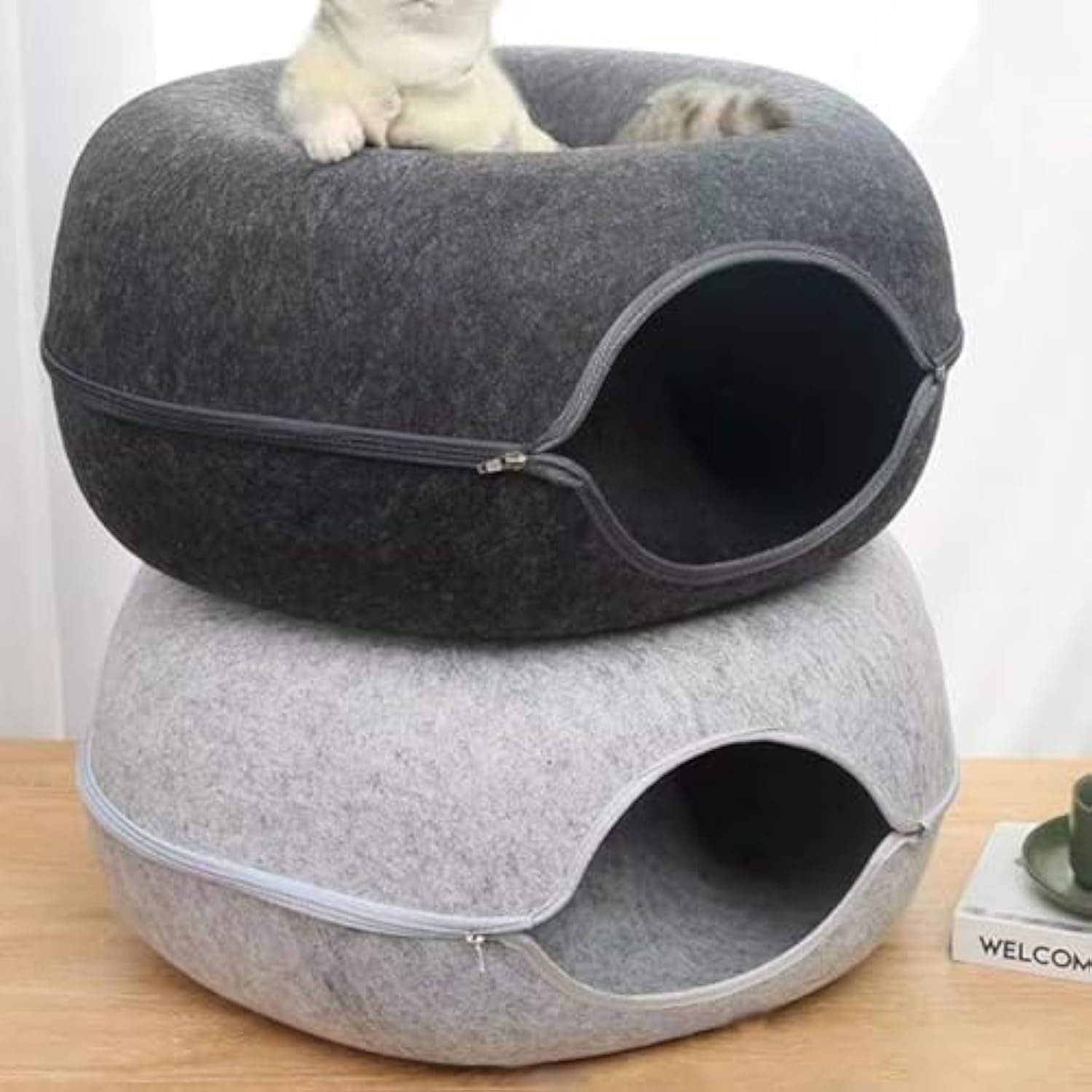 KittyTunnel® – 2-in-1 Donut Cat Bed & Play Tunnel