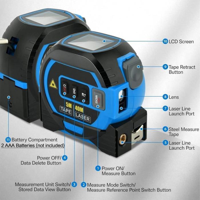 LaserMeasure Pro 2 en 1 - Cinta métrica láser digital