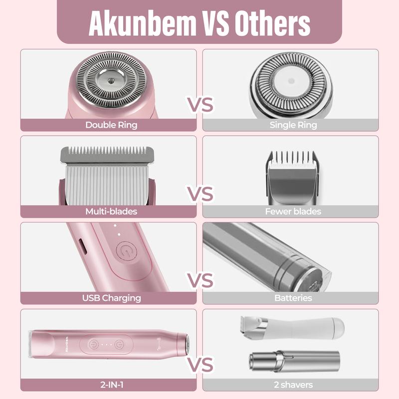 Akunbem - 2 in 1 Bikini Trimmer for Women